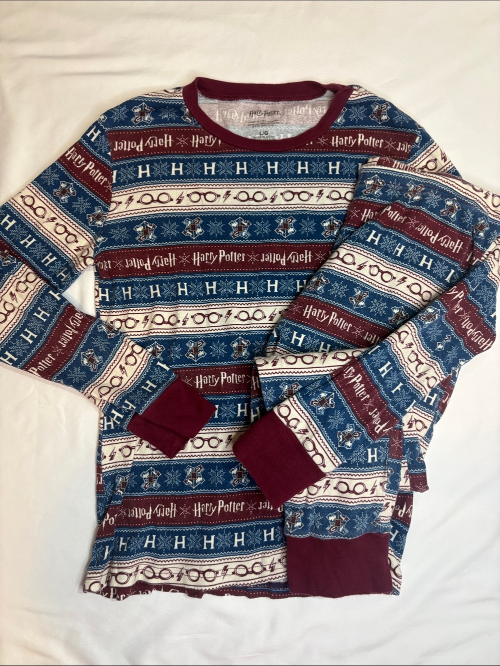 Harry Potter Wizarding World Holiday Fair Isle Family Matching Pajama Set Kids L